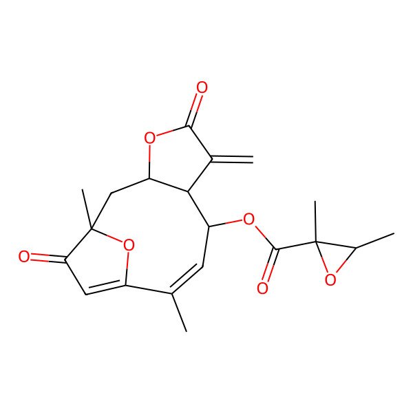 2D Structure of [(1R,3S,7R,8S,9Z)-1,10-dimethyl-6-methylidene-5,13-dioxo-4,14-dioxatricyclo[9.2.1.03,7]tetradeca-9,11-dien-8-yl] (2R,3R)-2,3-dimethyloxirane-2-carboxylate