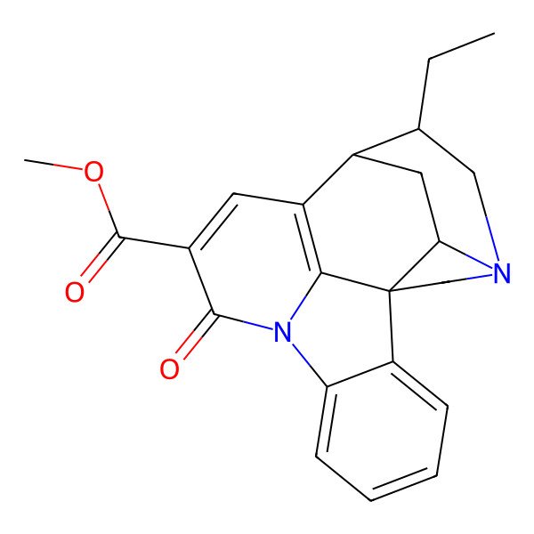 2D Structure of methyl (1S,13R,14S,19R)-14-ethyl-9-oxo-8,16-diazahexacyclo[11.5.2.11,8.02,7.016,19.012,21]henicosa-2,4,6,10,12(21)-pentaene-10-carboxylate