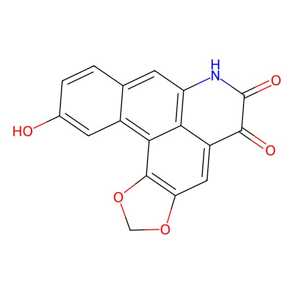 2D Structure of 17-Hydroxy-3,5-dioxa-11-azapentacyclo[10.7.1.02,6.08,20.014,19]icosa-1(19),2(6),7,12(20),13,15,17-heptaene-9,10-dione