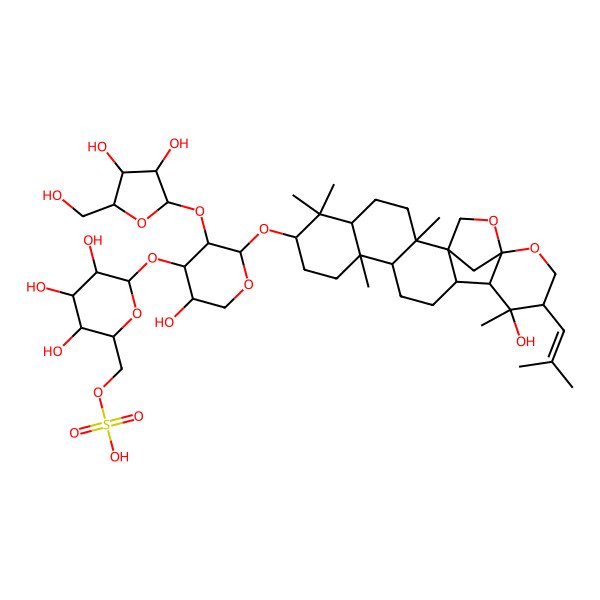 2D Structure of [(2R,3S,4S,5R,6R)-6-[(2R,3R,4S,5S)-3-[(2S,3R,4R,5S)-3,4-dihydroxy-5-(hydroxymethyl)oxolan-2-yl]oxy-5-hydroxy-2-[[(1R,2R,5R,7S,10R,11R,14S,15S,16S,17R,20R)-16-hydroxy-2,6,6,10,16-pentamethyl-17-(2-methylprop-1-enyl)-19,21-dioxahexacyclo[18.2.1.01,14.02,11.05,10.015,20]tricosan-7-yl]oxy]oxan-4-yl]oxy-3,4,5-trihydroxyoxan-2-yl]methyl hydrogen sulfate