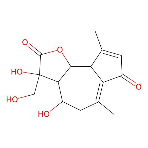 2D Structure of (3S,3aR,4S,9aS,9bR)-3,4-dihydroxy-3-(hydroxymethyl)-6,9-dimethyl-4,5,9a,9b-tetrahydro-3aH-azuleno[4,5-b]furan-2,7-dione