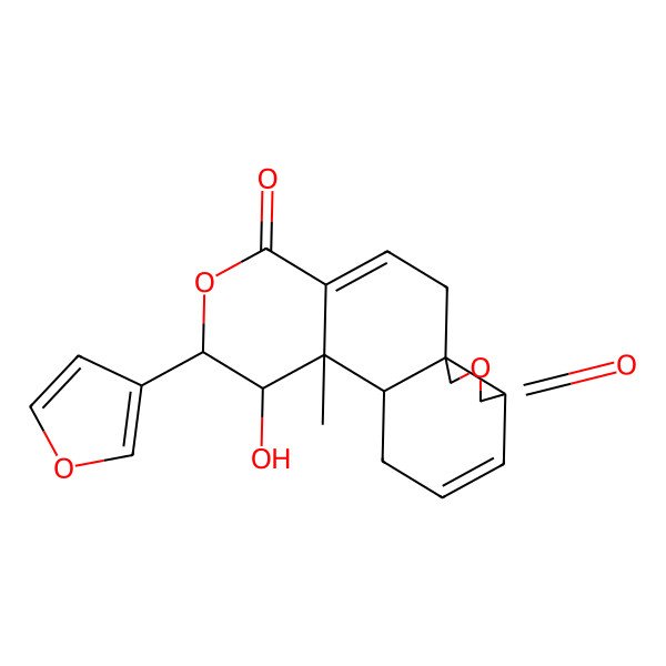 2D Structure of 7-(Furan-3-yl)-8-hydroxy-9-methyl-6,16-dioxatetracyclo[8.7.0.01,14.04,9]heptadeca-3,12-diene-5,15-dione