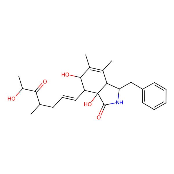 2D Structure of 3-benzyl-6,7a-dihydroxy-7-(6-hydroxy-4-methyl-5-oxohept-1-enyl)-4,5-dimethyl-3,3a,6,7-tetrahydro-2H-isoindol-1-one