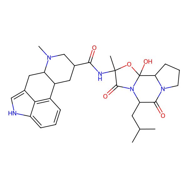 2D Structure of N-[2-Hydroxy-4-methyl-7-(2-methylpropyl)-5,8-dioxo-3-oxa-6,9-diazatricyclo[7.3.0.02,6]dodecan-4-yl]-7-methyl-6,6a,8,9,10,10a-hexahydro-4H-indolo[4,3-fg]quinoline-9-carboxamide