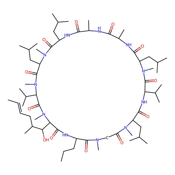 2D Structure of 33-(1-Hydroxy-2-methylhex-4-enyl)-1,4,7,12,15,19,25,28-octamethyl-6,9,18,24-tetrakis(2-methylpropyl)-3,21-di(propan-2-yl)-30-propyl-1,4,7,10,13,16,19,22,25,28,31-undecazacyclotritriacontane-2,5,8,11,14,17,20,23,26,29,32-undecone