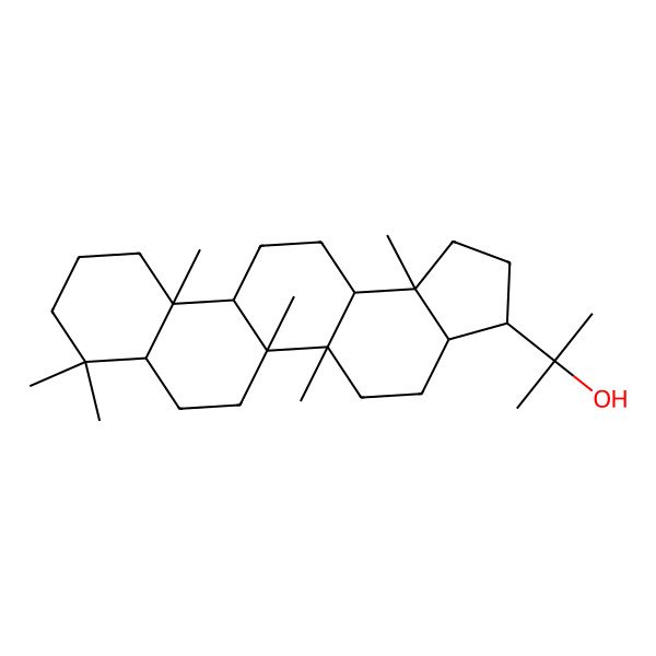 2D Structure of 2-[(3S,3aR,5aR,5bR,7aR,11aS,11bR,13aR,13bS)-5a,5b,8,8,11a,13b-hexamethyl-1,2,3,3a,4,5,6,7,7a,9,10,11,11b,12,13,13a-hexadecahydrocyclopenta[a]chrysen-3-yl]propan-2-ol