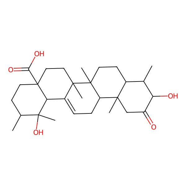 2D Structure of (1R,2R,4aS,6aR,6aS,6bR,8aS,9S,10R,12aS,14bS)-1,10-dihydroxy-1,2,6a,6b,9,12a-hexamethyl-11-oxo-2,3,4,5,6,6a,7,8,8a,9,10,12,13,14b-tetradecahydropicene-4a-carboxylic acid 2D Structure of (1R,2R,4aS,6aR,6aS,6bR,8aS,9S,10R,12aS,14bS)-1,10-dihydroxy-1,2,6a,6b,9,12a-hexamethyl-11-oxo-2,3,4,5,6,6a,7,8,8a,9,10,12,13,14b-tetradecahydropicene-4a-carboxylic acid