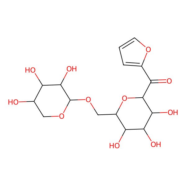 2D Structure of furan-2-yl-[(2R,3R,4S,5S,6R)-3,4,5-trihydroxy-6-[[(2S,3R,4S,5R)-3,4,5-trihydroxyoxan-2-yl]oxymethyl]oxan-2-yl]methanone