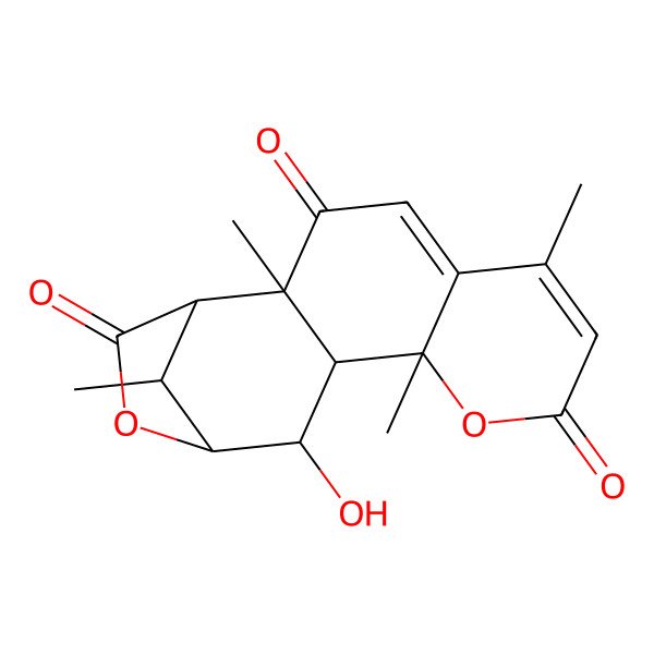 2D Structure of 12-Hydroxy-2,6,10,16-tetramethyl-9,14-dioxatetracyclo[11.2.1.02,11.05,10]hexadeca-4,6-diene-3,8,15-trione