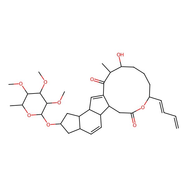 2D Structure of (1S,2R,5S,7R,9R,10S,14R,15S,19R)-19-[(1E)-buta-1,3-dienyl]-15-hydroxy-14-methyl-7-[(2R,3R,4R,5S,6S)-3,4,5-trimethoxy-6-methyloxan-2-yl]oxy-20-oxatetracyclo[10.10.0.02,10.05,9]docosa-3,11-diene-13,21-dione