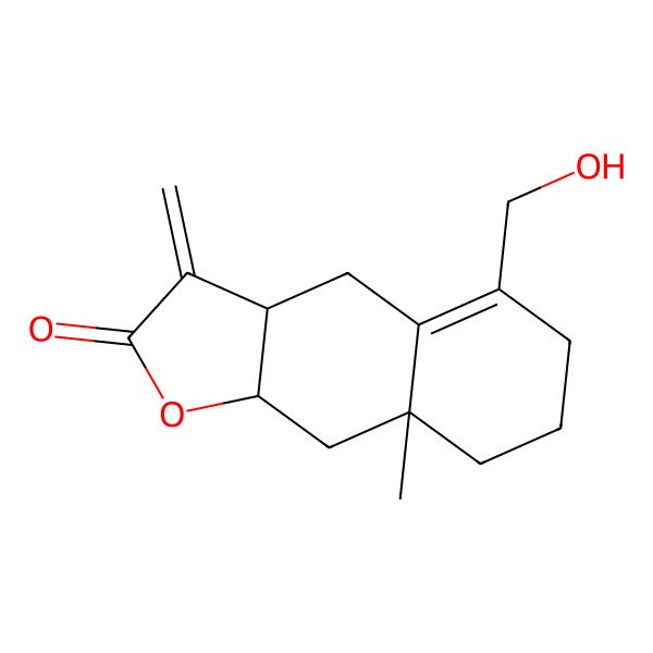 2D Structure of (3aR,8aR,9aR)-5-(hydroxymethyl)-8a-methyl-3-methylidene-4,6,7,8,9,9a-hexahydro-3aH-benzo[f][1]benzofuran-2-one