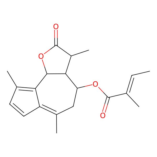 2D Structure of [(3S,3aR,4S,9bS)-3,6,9-trimethyl-2-oxo-3a,4,5,9b-tetrahydro-3H-azuleno[4,5-b]furan-4-yl] (Z)-2-methylbut-2-enoate