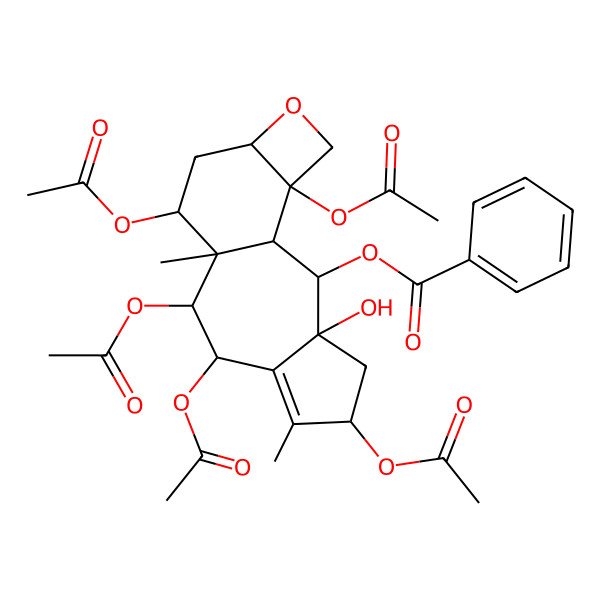 2D Structure of [(1S,2S,3S,5S,8R,9R,10S,11S,13R,16S)-5,8,9,11,16-pentaacetyloxy-3-hydroxy-6,10-dimethyl-14-oxatetracyclo[8.6.0.03,7.013,16]hexadec-6-en-2-yl] benzoate