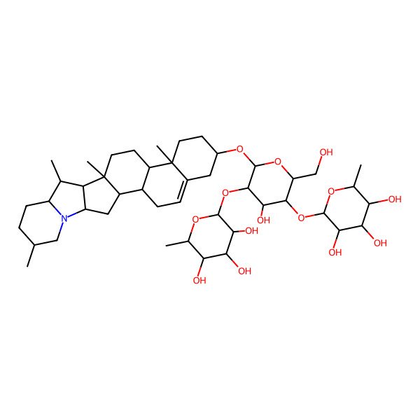 2D Structure of (2S,3R,5R,6S)-2-[(2R,3R,4S,5S,6R)-4-hydroxy-2-(hydroxymethyl)-6-[[(1S,2S,7S,10R,11S,14S,15R,16S,17R,20S,23S)-10,14,16,20-tetramethyl-22-azahexacyclo[12.10.0.02,11.05,10.015,23.017,22]tetracos-4-en-7-yl]oxy]-5-[(2S,3R,4R,5S,6S)-3,4,5-trihydroxy-6-methyloxan-2-yl]oxyoxan-3-yl]oxy-6-methyloxane-3,4,5-triol