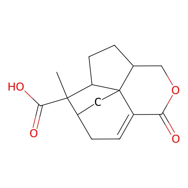 2D Structure of (1R,8R,11R,12S,14R)-14-methyl-5-oxo-6-oxatetracyclo[9.2.1.04,12.08,12]tetradec-3-ene-14-carboxylic acid