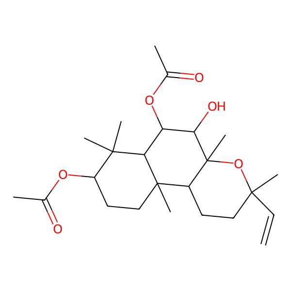 2D Structure of [(3R,4aS,5S,6R,6aS,8S,10aS,10bR)-6-acetyloxy-3-ethenyl-5-hydroxy-3,4a,7,7,10a-pentamethyl-2,5,6,6a,8,9,10,10b-octahydro-1H-benzo[f]chromen-8-yl] acetate