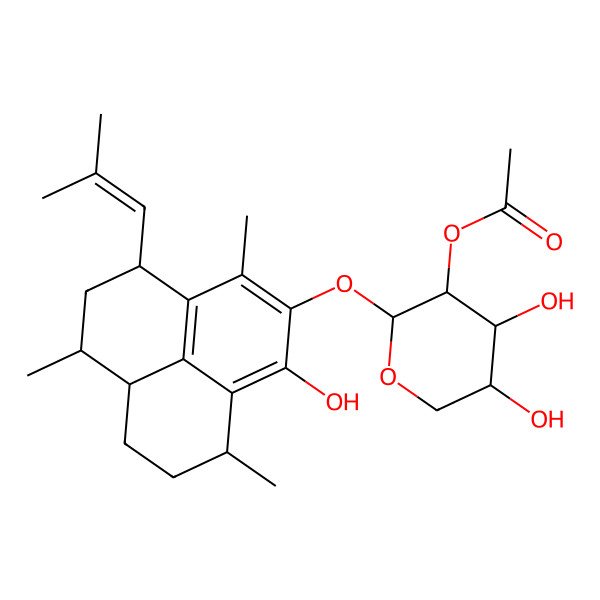 2D Structure of [4,5-dihydroxy-2-[[1-hydroxy-3,6,9-trimethyl-4-(2-methylprop-1-enyl)-5,6,6a,7,8,9-hexahydro-4H-phenalen-2-yl]oxy]oxan-3-yl] acetate