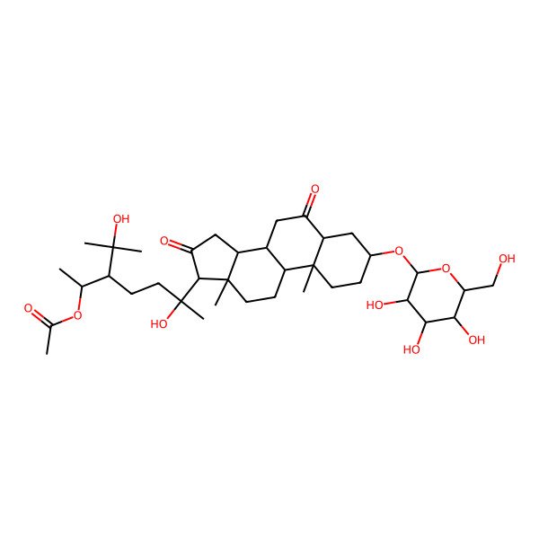 2D Structure of [6-[10,13-dimethyl-6,16-dioxo-3-[3,4,5-trihydroxy-6-(hydroxymethyl)oxan-2-yl]oxy-2,3,4,5,7,8,9,11,12,14,15,17-dodecahydro-1H-cyclopenta[a]phenanthren-17-yl]-6-hydroxy-3-(2-hydroxypropan-2-yl)heptan-2-yl] acetate