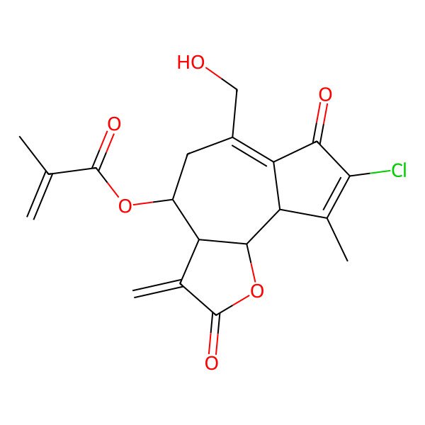2D Structure of [(3aR,4R,9aR,9bR)-8-chloro-6-(hydroxymethyl)-9-methyl-3-methylidene-2,7-dioxo-4,5,9a,9b-tetrahydro-3aH-azuleno[4,5-b]furan-4-yl] 2-methylprop-2-enoate