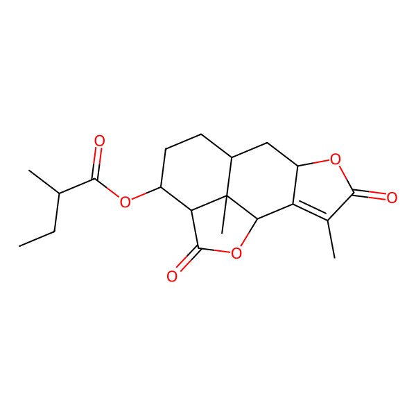 2D Structure of [(1R,6S,8R,11S,12S,15S)-3,15-dimethyl-4,13-dioxo-5,14-dioxatetracyclo[6.6.1.02,6.012,15]pentadec-2-en-11-yl] (2R)-2-methylbutanoate