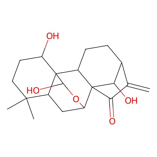 2D Structure of 15,16,18-Trihydroxy-12,12-dimethyl-6-methylidene-17-oxapentacyclo[7.6.2.15,8.01,11.02,8]octadecan-7-one