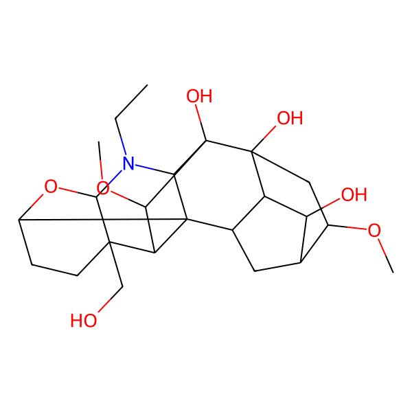 2D Structure of 4-Ethyl-10-(hydroxymethyl)-12,16-dimethoxy-6-oxa-4-azaheptacyclo[15.2.1.02,7.02,11.03,13.05,10.014,19]icosane-13,14,18-triol
