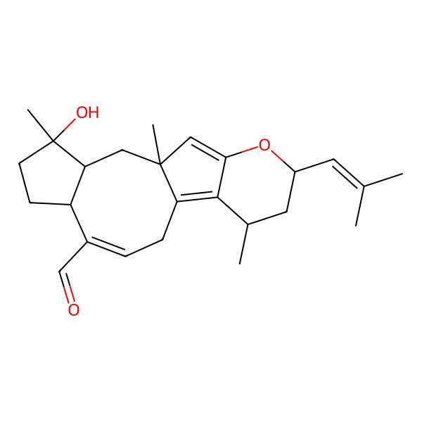 2D Structure of (1S,3S,4R,7S,8E,13S,15S)-4-hydroxy-1,4,13-trimethyl-15-(2-methylprop-1-enyl)-16-oxatetracyclo[9.7.0.03,7.012,17]octadeca-8,11,17-triene-8-carbaldehyde