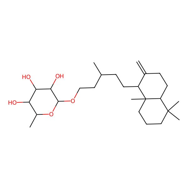 2D Structure of (2R,3R,4R,5R,6S)-2-[(3S)-5-[(1R,4aR,8aS)-5,5,8a-trimethyl-2-methylidene-3,4,4a,6,7,8-hexahydro-1H-naphthalen-1-yl]-3-methylpentoxy]-6-methyloxane-3,4,5-triol