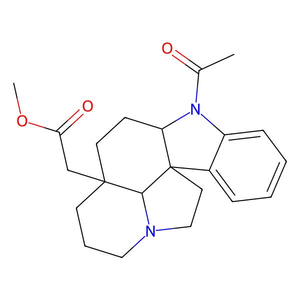 2D Structure of methyl 2-[(1S,9S,12R,19R)-8-acetyl-8,16-diazapentacyclo[10.6.1.01,9.02,7.016,19]nonadeca-2,4,6-trien-12-yl]acetate