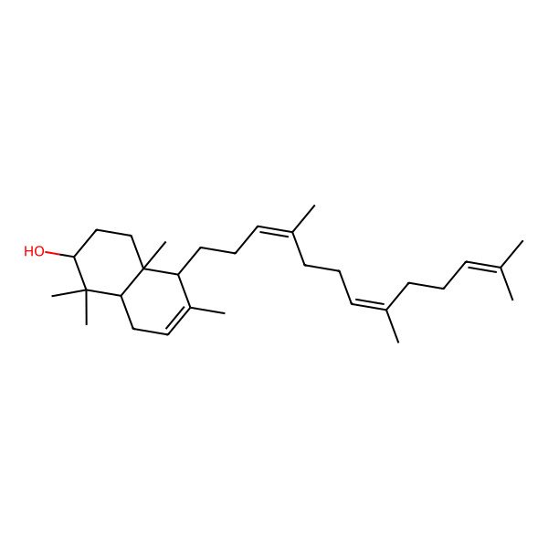 2D Structure of 1,1,4a,6-Tetramethyl-5-(4,8,12-trimethyltrideca-3,7,11-trienyl)-2,3,4,5,8,8a-hexahydronaphthalen-2-ol 2D Structure of 1,1,4a,6-Tetramethyl-5-(4,8,12-trimethyltrideca-3,7,11-trienyl)-2,3,4,5,8,8a-hexahydronaphthalen-2-ol