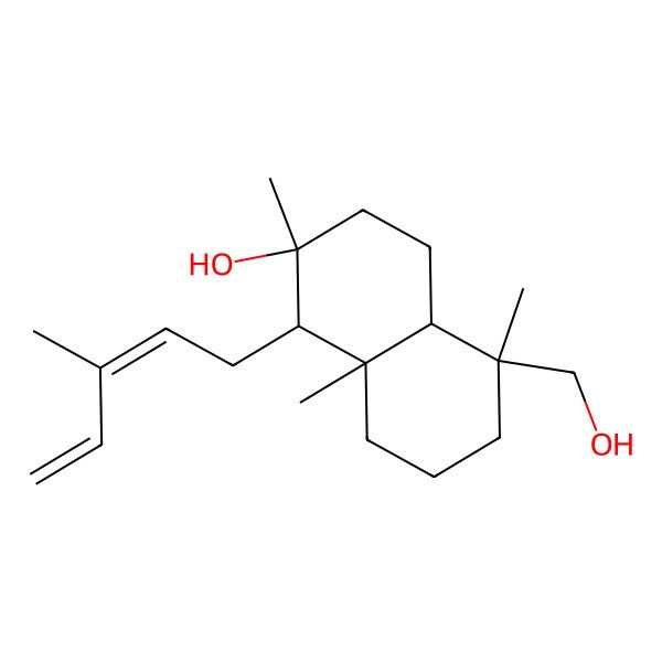 2D Structure of (1S,2S,4aS,5S,8aR)-5-(hydroxymethyl)-2,5,8a-trimethyl-1-[(2E)-3-methylpenta-2,4-dienyl]-3,4,4a,6,7,8-hexahydro-1H-naphthalen-2-ol