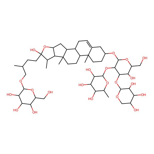 2D Structure of (2S,3R,4R,5R,6S)-2-[(2R,3R,4S,5S,6R)-5-hydroxy-6-(hydroxymethyl)-2-[[(1S,2S,4S,6R,7S,8R,9S,12S,13R,16S)-6-hydroxy-7,9,13-trimethyl-6-[(3R)-3-methyl-4-[(2R,3R,4S,5S,6R)-3,4,5-trihydroxy-6-(hydroxymethyl)oxan-2-yl]oxybutyl]-5-oxapentacyclo[10.8.0.02,9.04,8.013,18]icos-18-en-16-yl]oxy]-4-[(2S,3R,4S,5R)-3,4,5-trihydroxyoxan-2-yl]oxyoxan-3-yl]oxy-6-methyloxane-3,4,5-triol