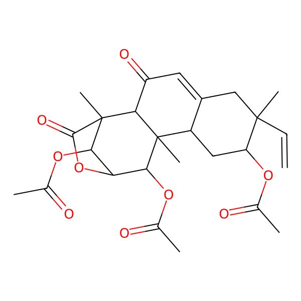 2D Structure of (12,16-Diacetyloxy-7-ethenyl-1,7,11-trimethyl-3,15-dioxo-14-oxatetracyclo[11.2.1.02,11.05,10]hexadec-4-en-8-yl) acetate