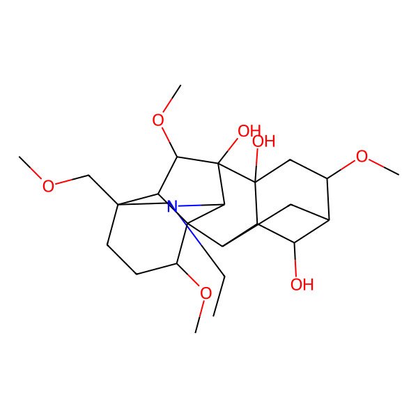 2D Structure of Aconitane-7,8,14-triol, 20-ethyl-4-(methoxymethyl)-1,6,16-trimethoxy-, (1-alpha,6-beta,14-alpha,16-beta)-