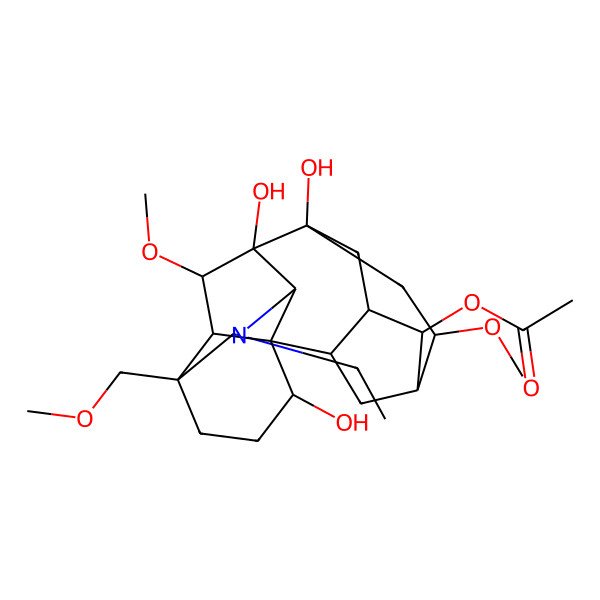 2D Structure of [(1S,2R,4R,5R,6R,8S,9S,10S,13S,16S,17R,18S,20S)-11-ethyl-8,9,16-trihydroxy-18,20-dimethoxy-13-(methoxymethyl)-11-azahexacyclo[7.7.2.24,8.01,10.02,6.013,17]icosan-5-yl] acetate