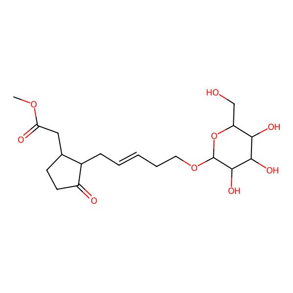 2D Structure of methyl 2-[(1R,2R)-3-oxo-2-[(Z)-5-[(2R,3S,4S,5S,6R)-3,4,5-trihydroxy-6-(hydroxymethyl)oxan-2-yl]oxypent-2-enyl]cyclopentyl]acetate