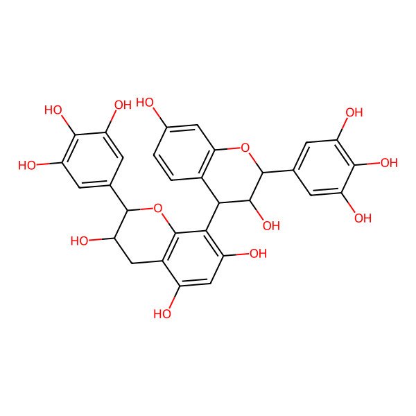 2D Structure of 8-[3,7-dihydroxy-2-(3,4,5-trihydroxyphenyl)-3,4-dihydro-2H-chromen-4-yl]-2-(3,4,5-trihydroxyphenyl)-3,4-dihydro-2H-chromene-3,5,7-triol