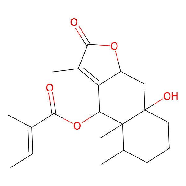 2D Structure of [(4S,4aR,5R,8aR,9aR)-8a-hydroxy-3,4a,5-trimethyl-2-oxo-5,6,7,8,9,9a-hexahydro-4H-benzo[f][1]benzofuran-4-yl] (Z)-2-methylbut-2-enoate