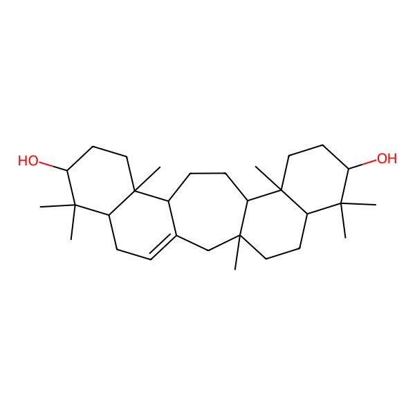 2D Structure of (3S,6R,8S,11R,12S,15R,16R,19R,21R)-3,7,7,11,16,20,20-heptamethylpentacyclo[13.8.0.03,12.06,11.016,21]tricos-1(23)-ene-8,19-diol