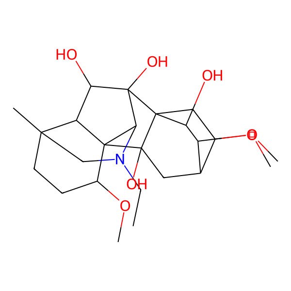 2D Structure of (1S,2S,5S,8R,9R,10S,11S,12S,13S,15R,16S,17R,18R)-7-ethyl-2,12,18-trimethoxy-5-methyl-7-azahexacyclo[7.6.2.210,13.01,8.05,16.010,15]nonadecane-9,11,15,17-tetrol