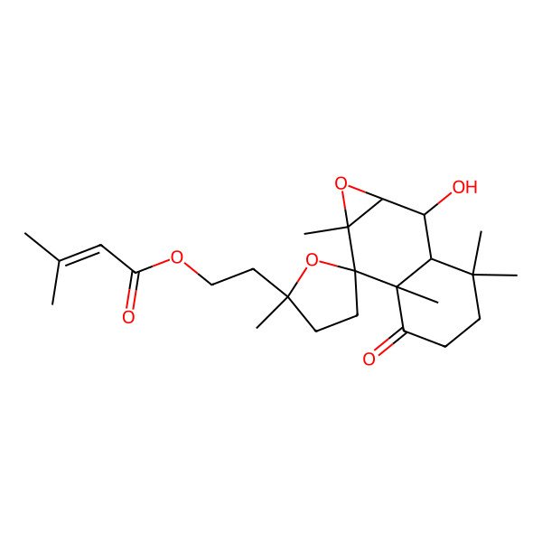 2D Structure of 2-[(1aS,2S,2'S,2aR,6aR,7R,7aS)-2-hydroxy-2',3,3,6a,7a-pentamethyl-6-oxospiro[2,2a,4,5-tetrahydro-1aH-naphtho[2,3-b]oxirene-7,5'-oxolane]-2'-yl]ethyl 3-methylbut-2-enoate