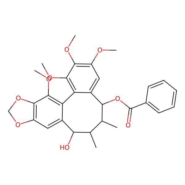 2D Structure of [(8R,9S,10R,11R)-11-hydroxy-3,4,5,19-tetramethoxy-9,10-dimethyl-15,17-dioxatetracyclo[10.7.0.02,7.014,18]nonadeca-1(19),2,4,6,12,14(18)-hexaen-8-yl] benzoate