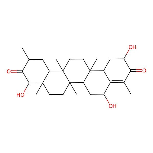 2D Structure of (2R,4S,4aR,6aR,6aR,6bS,8S,11S,12aS,14aS,14bR)-4,8,11-trihydroxy-2,4a,6a,6a,9,14a-hexamethyl-1,2,4,5,6,6b,7,8,11,12,12a,13,14,14b-tetradecahydropicene-3,10-dione