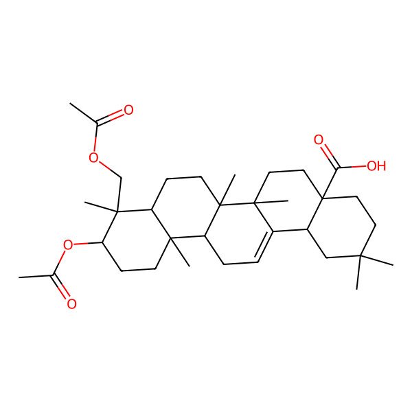 2D Structure of 10-Acetyloxy-9-(acetyloxymethyl)-2,2,6a,6b,9,12a-hexamethyl-1,3,4,5,6,6a,7,8,8a,10,11,12,13,14b-tetradecahydropicene-4a-carboxylic acid