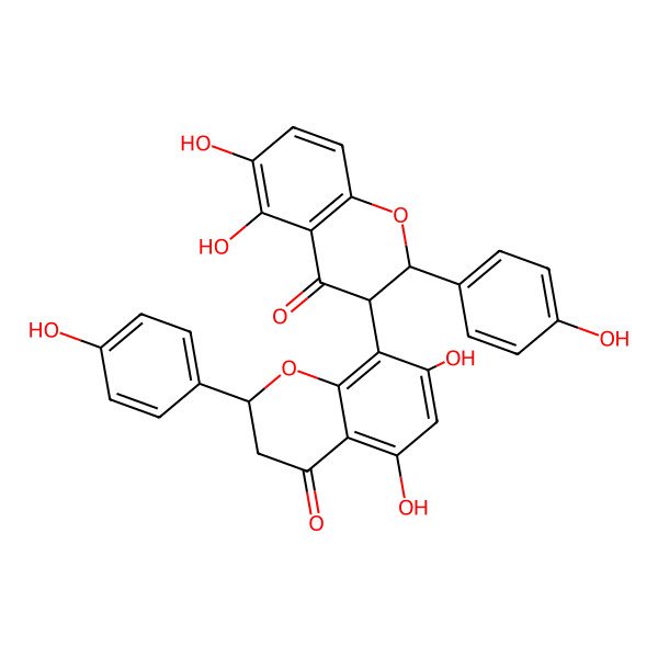 2D Structure of 8-[5,6-Dihydroxy-2-(4-hydroxyphenyl)-4-oxo-2,3-dihydrochromen-3-yl]-5,7-dihydroxy-2-(4-hydroxyphenyl)-2,3-dihydrochromen-4-one