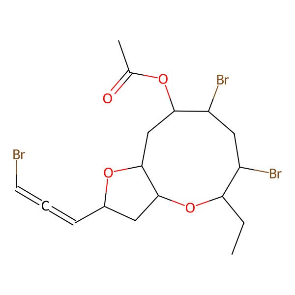 2D Structure of [6,8-Dibromo-2-(3-bromopropa-1,2-dienyl)-5-ethyl-2,3,3a,5,6,7,8,9,10,10a-decahydrofuro[3,2-b]oxonin-9-yl] acetate