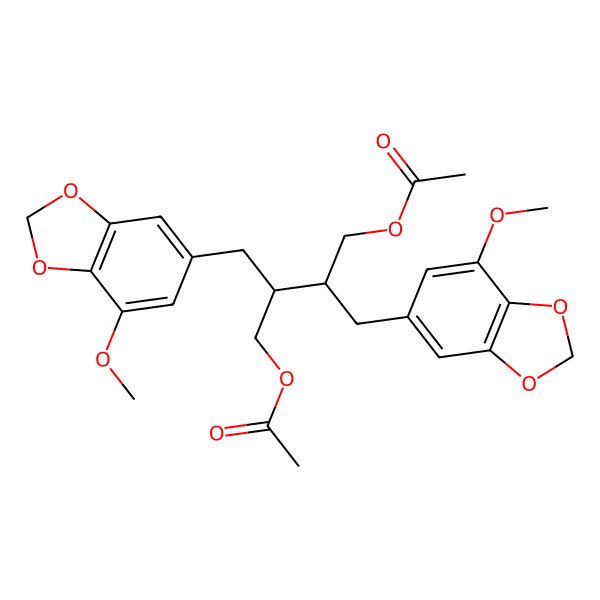 2D Structure of [(2S,3S)-3-(acetyloxymethyl)-4-(7-methoxy-1,3-benzodioxol-5-yl)-2-[(7-methoxy-1,3-benzodioxol-5-yl)methyl]butyl] acetate