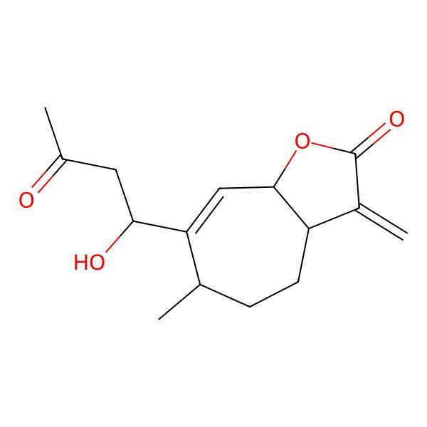 2D Structure of (3aS,6S,8aR)-7-[(1S)-1-hydroxy-3-oxobutyl]-6-methyl-3-methylidene-4,5,6,8a-tetrahydro-3aH-cyclohepta[b]furan-2-one