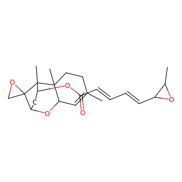 2D Structure of [(1S,2R,7R,9R,11R,12S)-1,2,5-trimethylspiro[8-oxatricyclo[7.2.1.02,7]dodec-5-ene-12,2'-oxirane]-11-yl] (2Z,4E)-5-[(2R,3R)-3-methyloxiran-2-yl]penta-2,4-dienoate