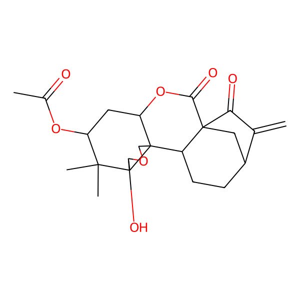 2D Structure of [(1S,4S,6S,8R,9R,12S,13S,16R)-9-hydroxy-7,7-dimethyl-17-methylidene-2,18-dioxo-3,10-dioxapentacyclo[14.2.1.01,13.04,12.08,12]nonadecan-6-yl] acetate